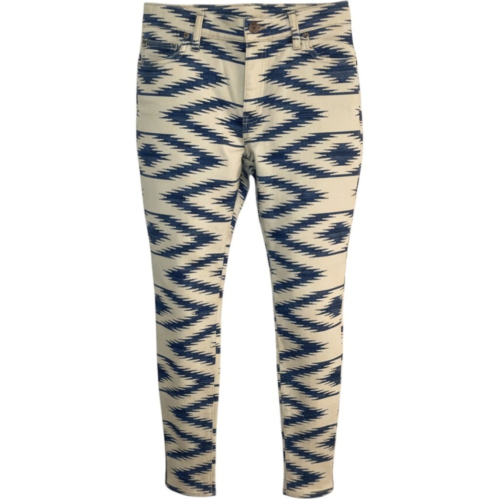 Denim &‎ Supply Ralph Lauren Blue Ikat Southwestern Skinny Ankle Zip Jeans 32